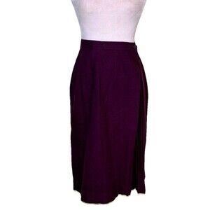 Women’s Plum Wool Blend Midi Skirt Pleated Wrap Classic Office Career Size 9/10